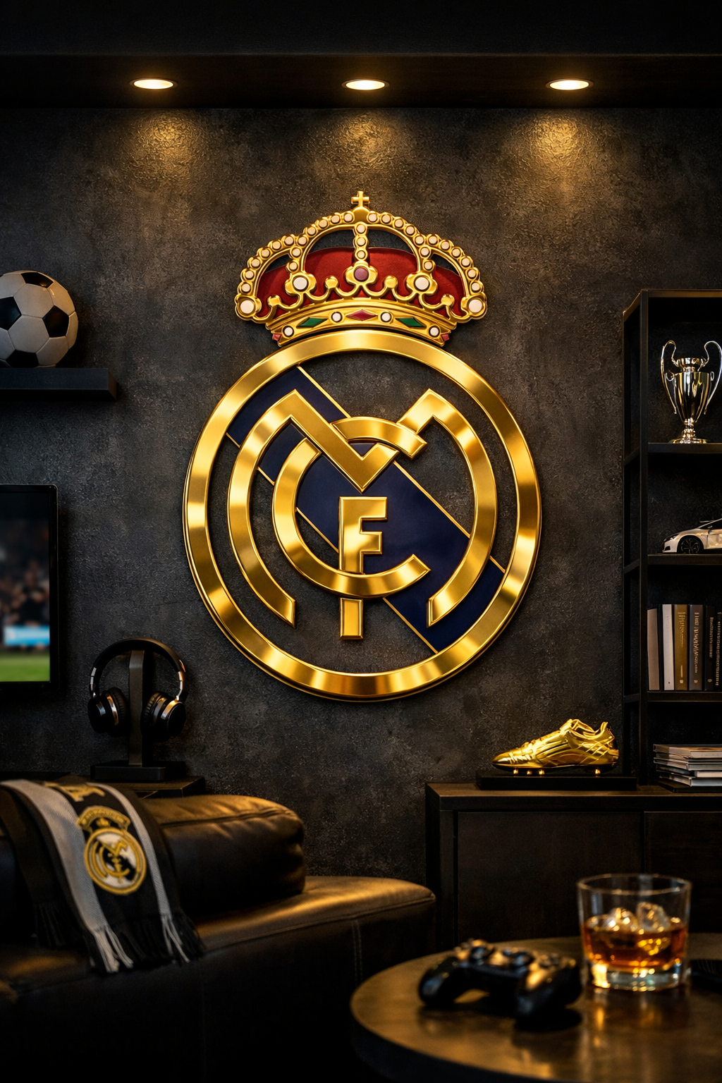 Royal Crest – 3D Artistic Interpretation in 24K Gold