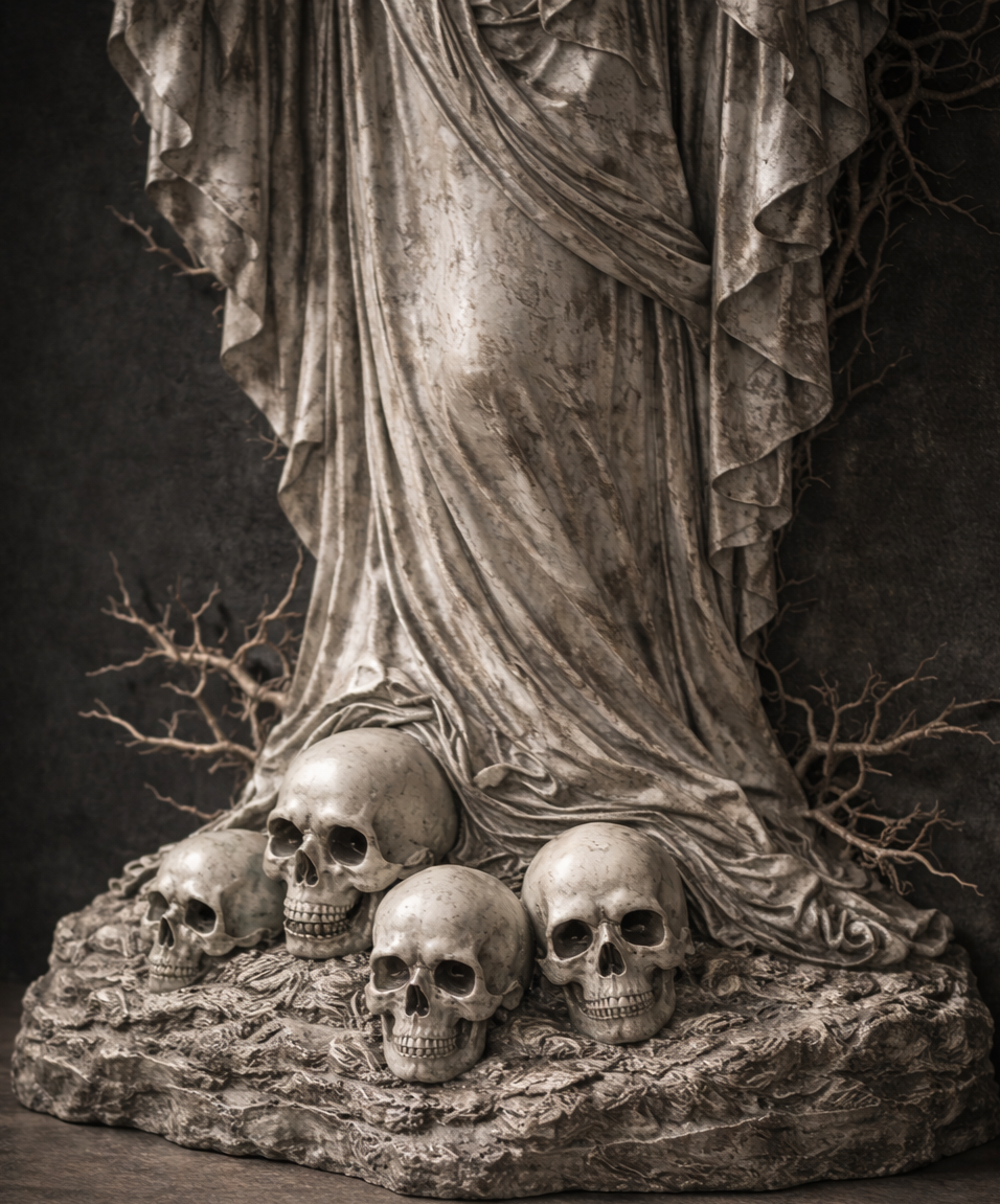 Thanatos – "The Spirit of Death" Console, Silver Leaf & Carrara Marble