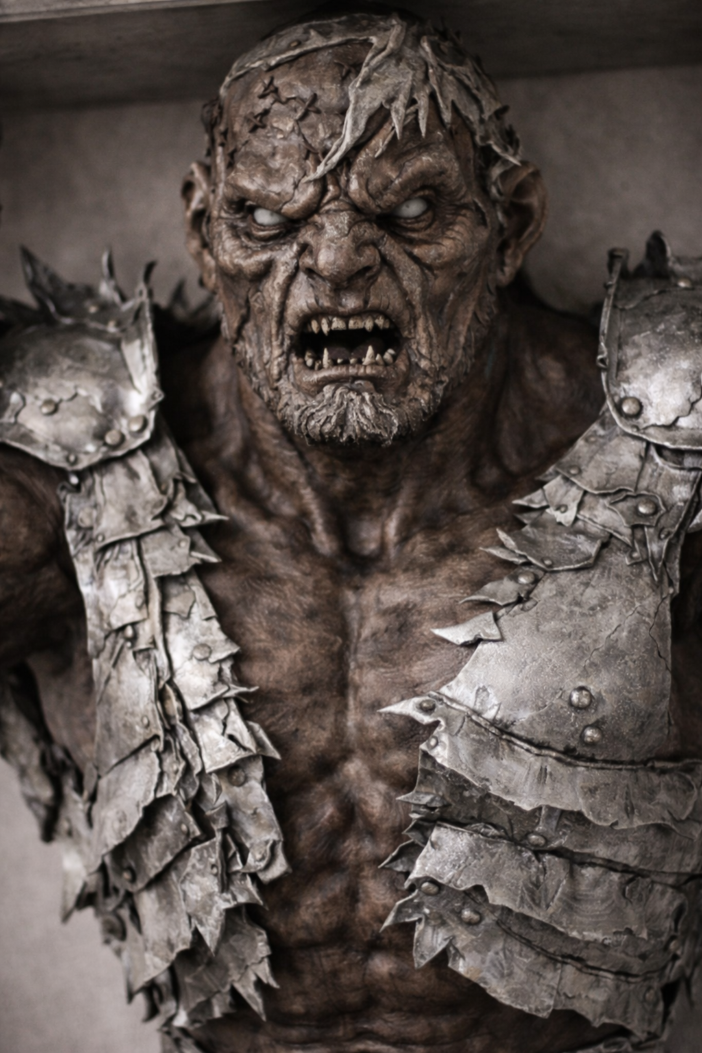 face details Titan Ork, fanatsy. Silver edition, scultured, wood, silcer polished.