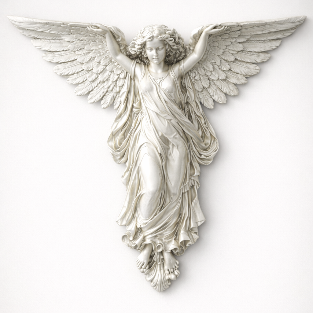 Before gold of 24K gold leaf gilding on hand-carved linden wood Nike sculpture wing